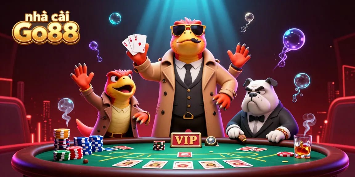 Enhance winning strategies at nhà cái Go88 with playful raptors in a casino scene.