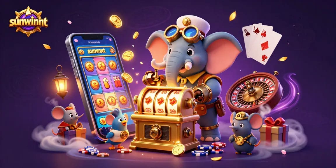 Spin to win with sunwinnt at a vibrant steampunk-themed casino scene.