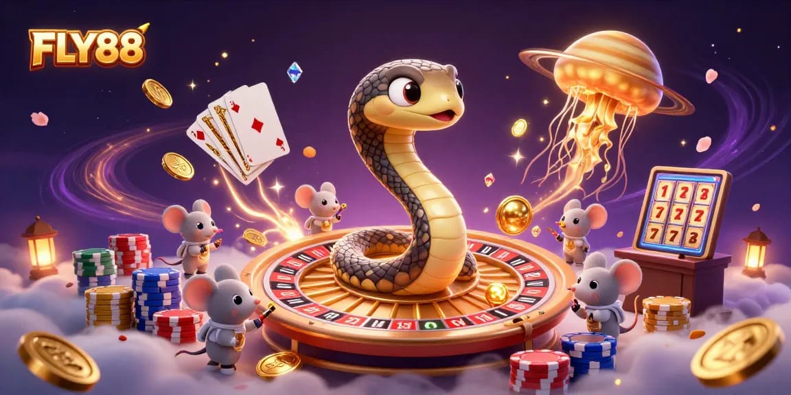 Experience FLY88 with thrilling bets in a cosmic casino scene filled with excitement!