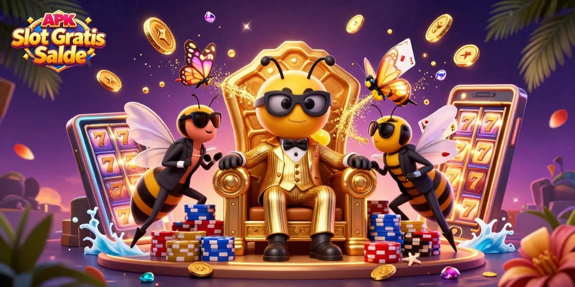 Experience thrilling gameplay with APK Slot Gratis Saldo, featuring vibrant 3D characters and dynamic casino elements.