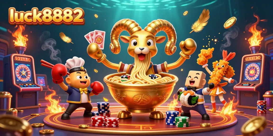 Experience the vibrant luck8882 casino scene with dynamic characters and rich golden elements in action.