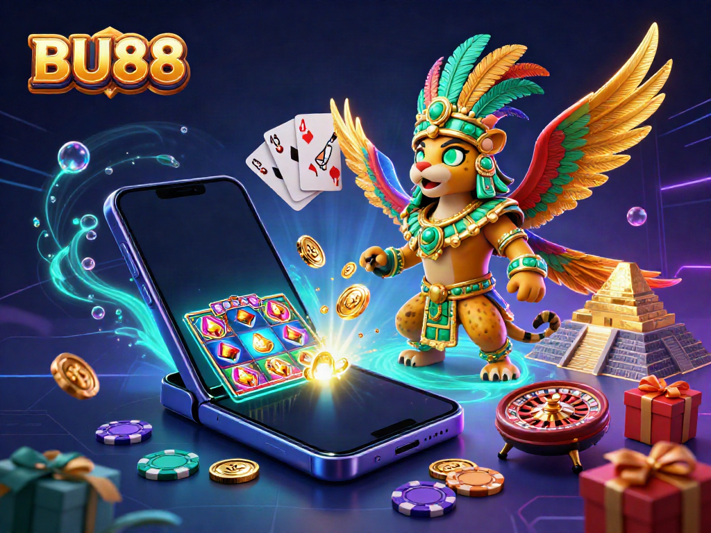 Experience thrilling gameplay at BU88 with dynamic casino elements bursting with vibrant colors and rich detail.