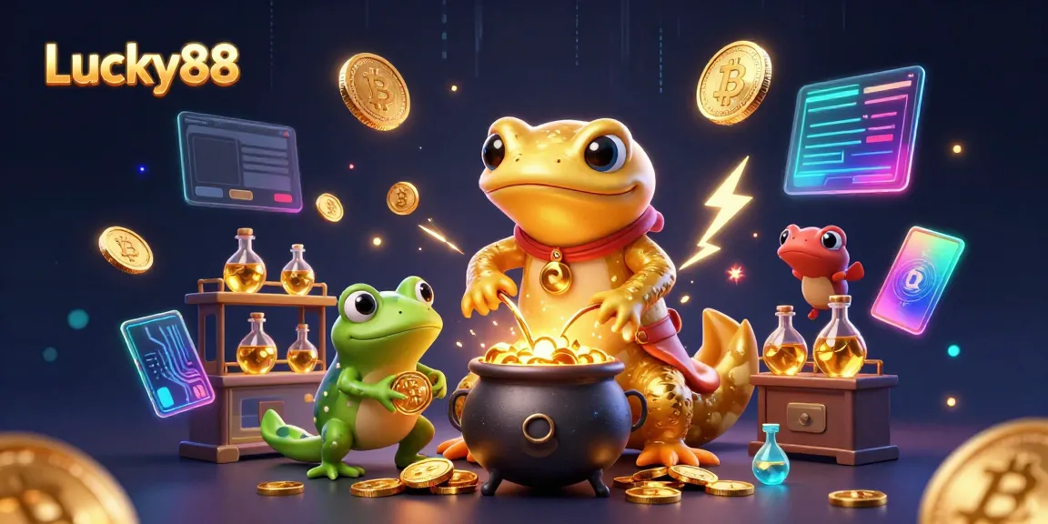 Players winning at Lucky88, a vibrant casino scene with treasures glowing.