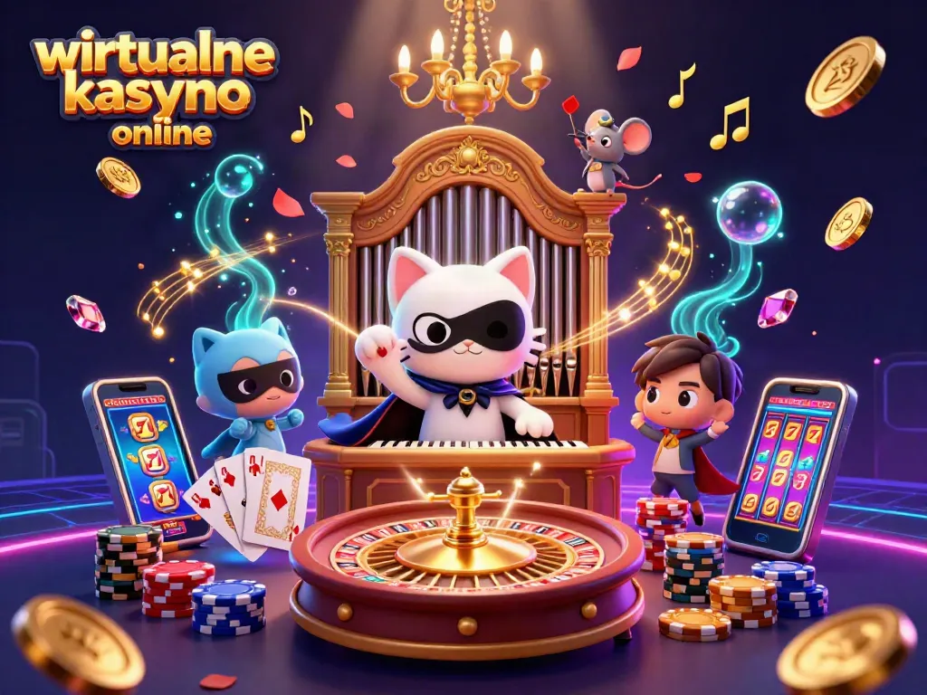 Experience the thrill of wirtualne kasyno online with a vibrant 3D casino scene featuring iconic characters and game elements.