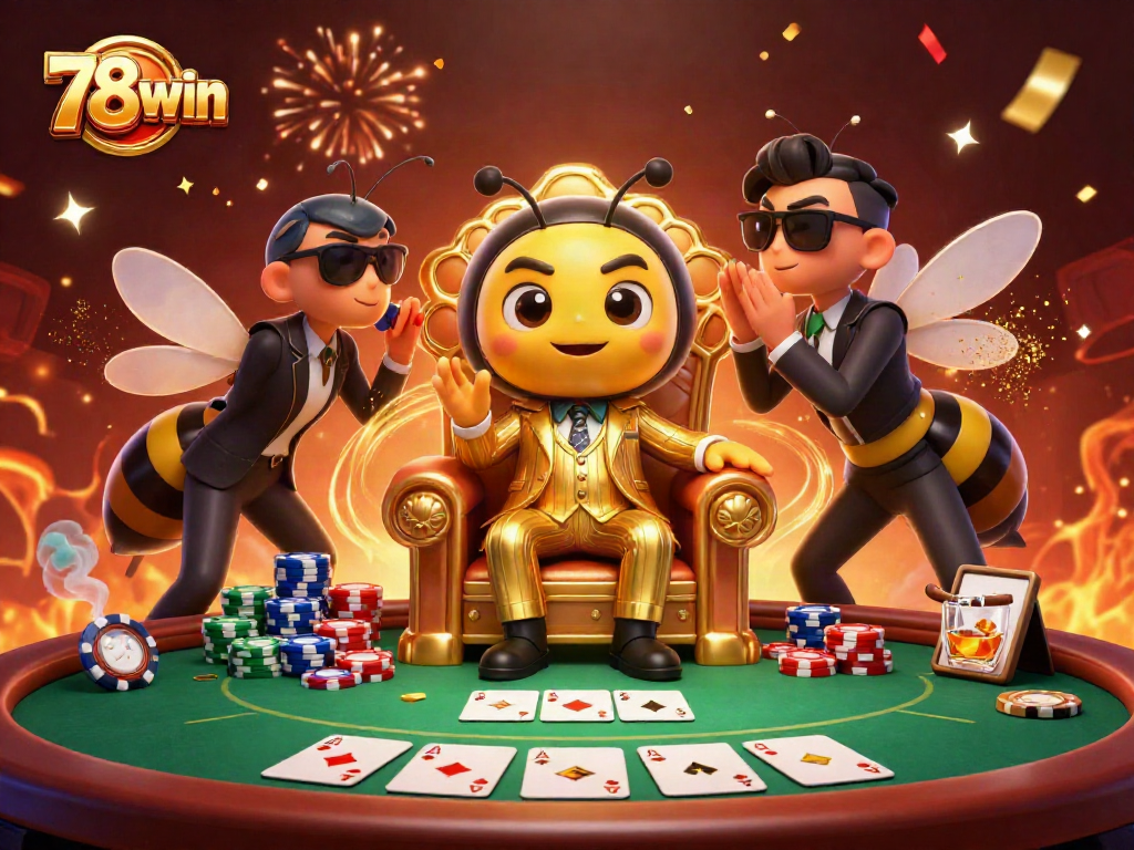 Experience 78win's vibrant gambling world with the buzzing mob boss and poker flare.