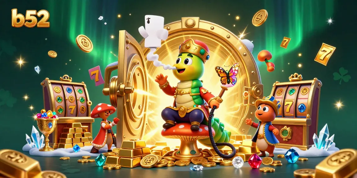 Experience the b52 thrill of winning with vibrant casino-themed illustration featuring lucky symbols.