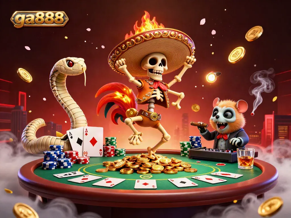Experience thrilling action at ga888 with iconic characters in a vibrant casino scene.