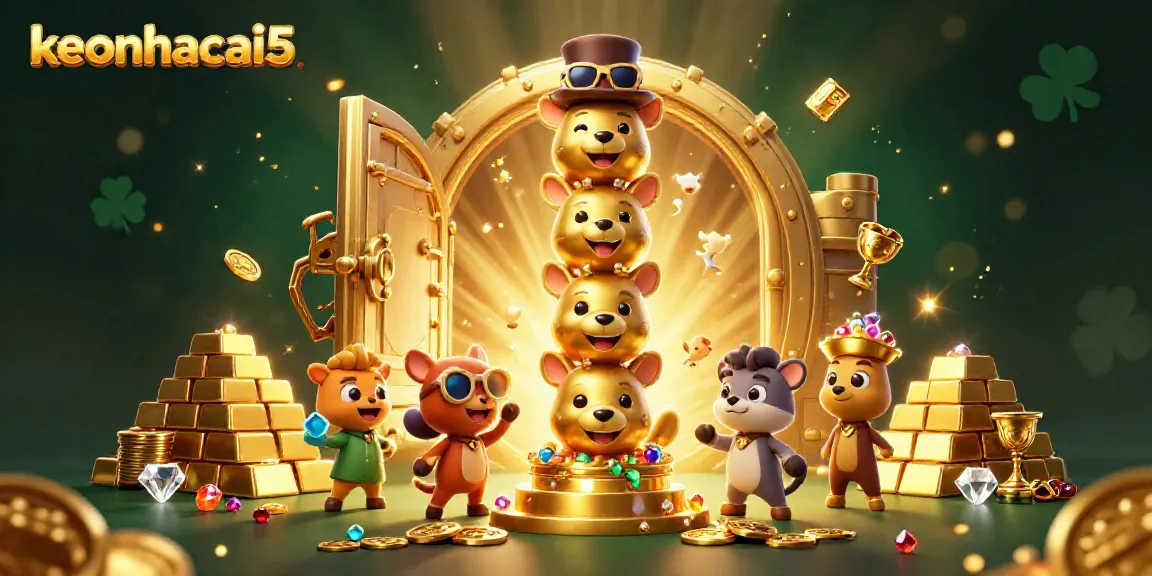 Experience live betting insights on keonhacai5, featuring a vibrant totem and treasure scene.