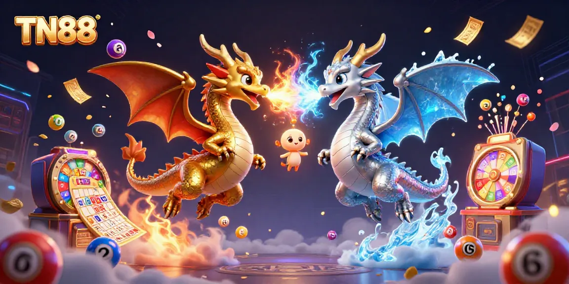 Experience thrilling gaming with TN88, featuring 3D dragons and exciting lottery elements in a vibrant atmosphere.
