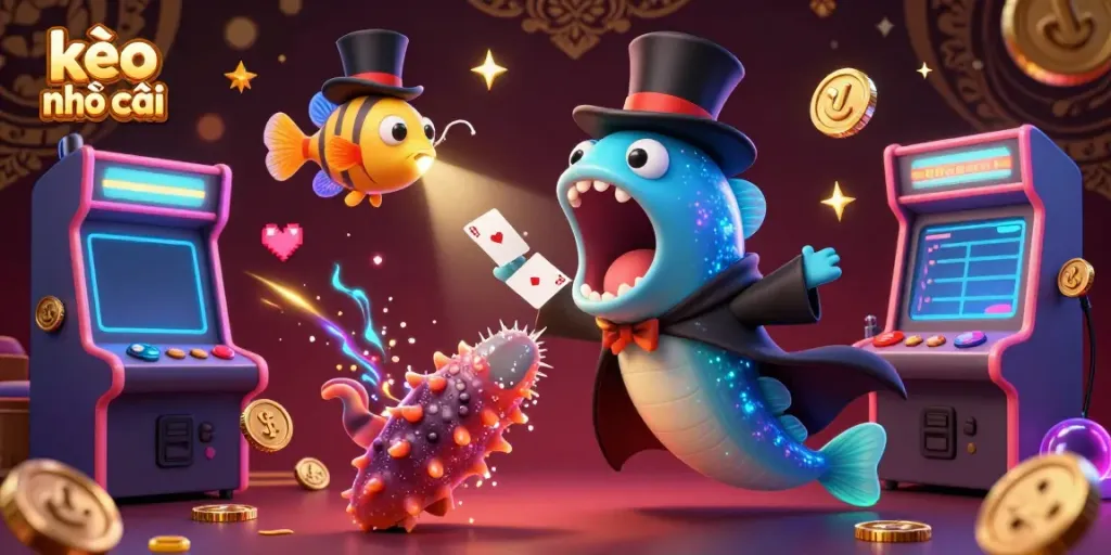 Enjoy thrilling kèo nhà cái card tricks in a vibrant 3D underwater casino scene.