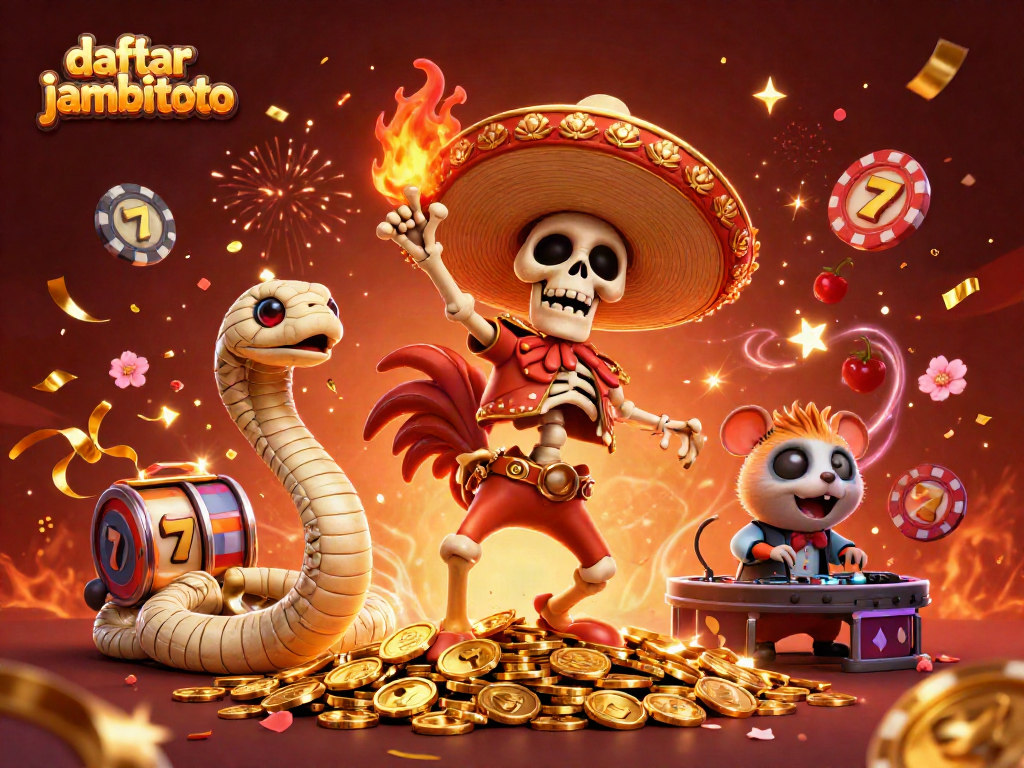 Experience the excitement of daftar jambitoto with a vibrant victory dance scene featuring casino elements.