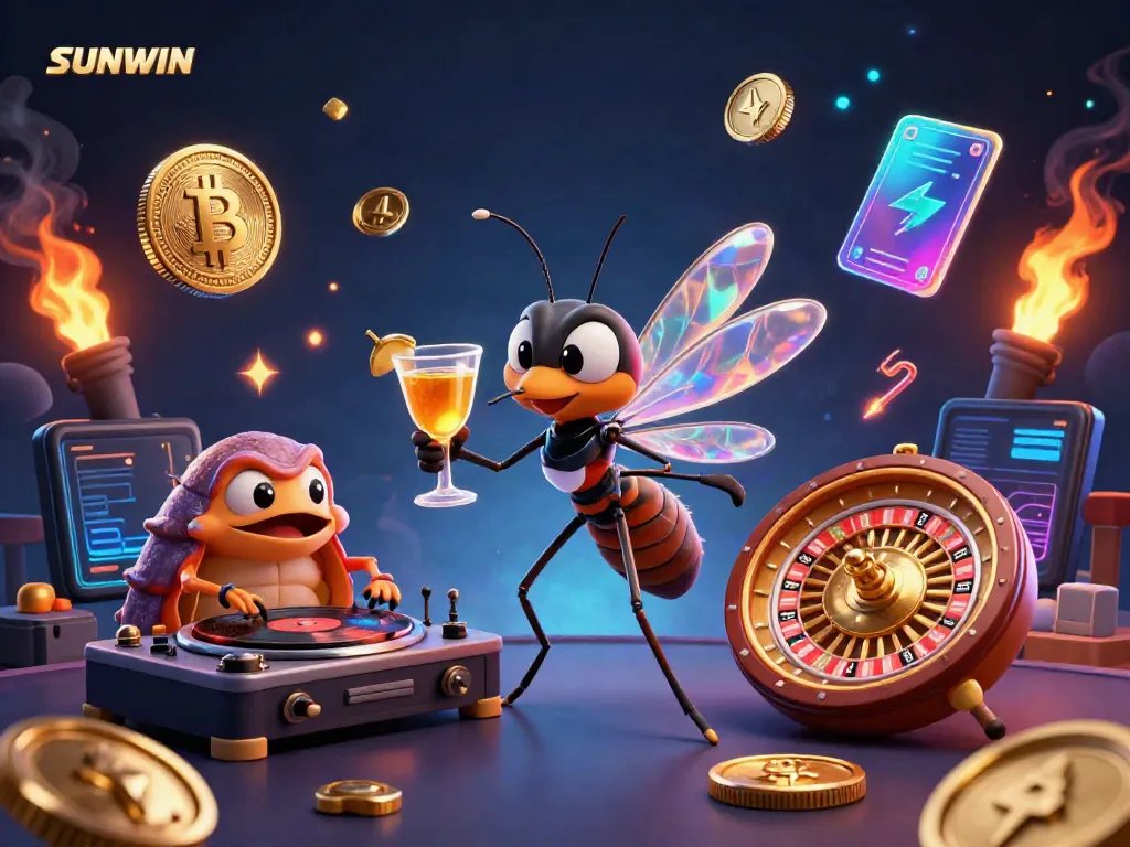 Engage with SUNWIN's vibrant casino atmosphere featuring animated characters, digital coins, and spectacular visuals.