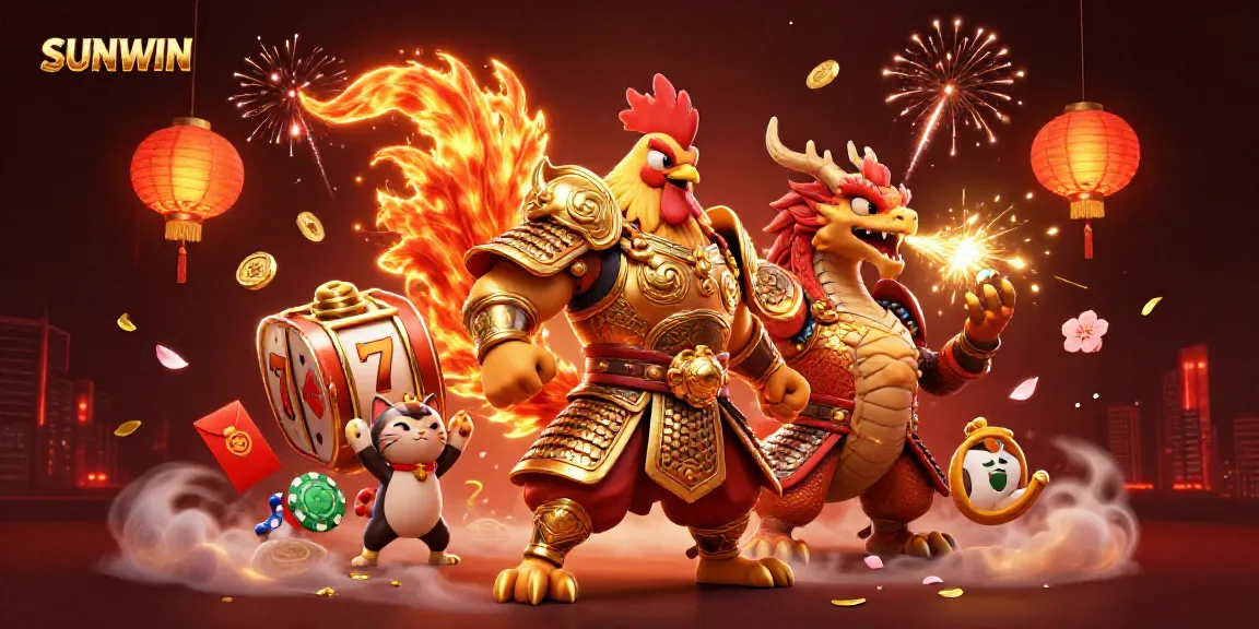 Experience dynamic gaming strategies with SUNWIN's vibrant 3D illustration of luck and excitement.