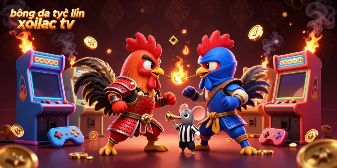 Engage in thrilling bóng đá trực tuyến xoilac tv action with cartoon fighting roosters amidst arcade games