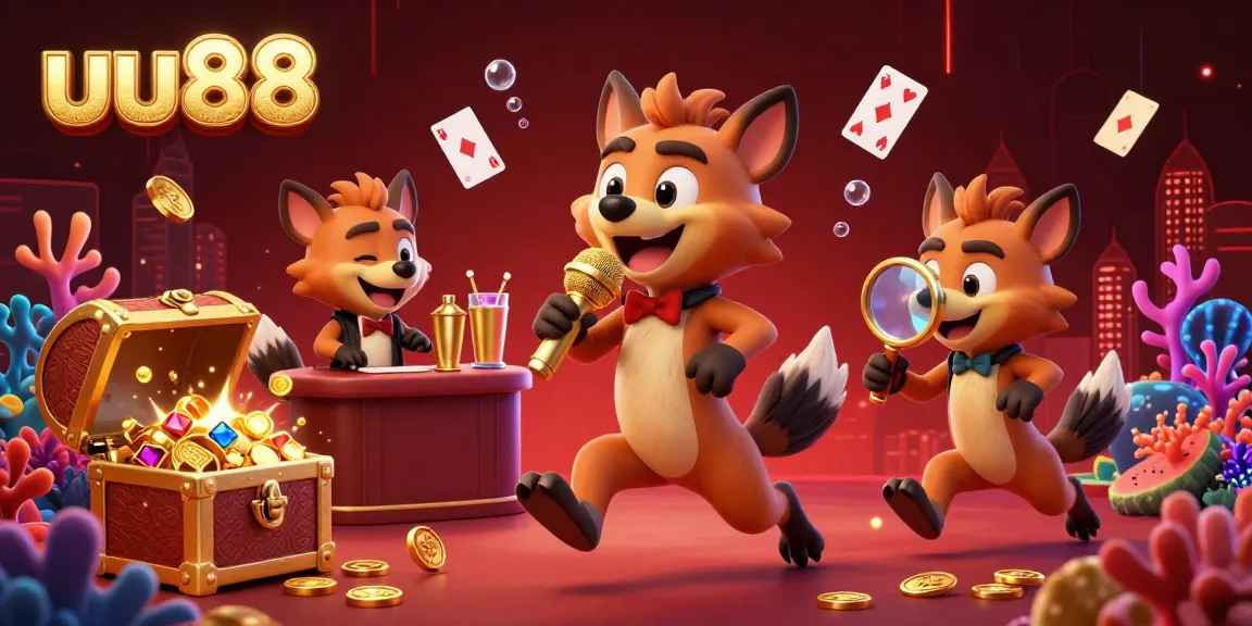 Experience the lively casino atmosphere of uu88 with hyena characters engaging in fun activities.