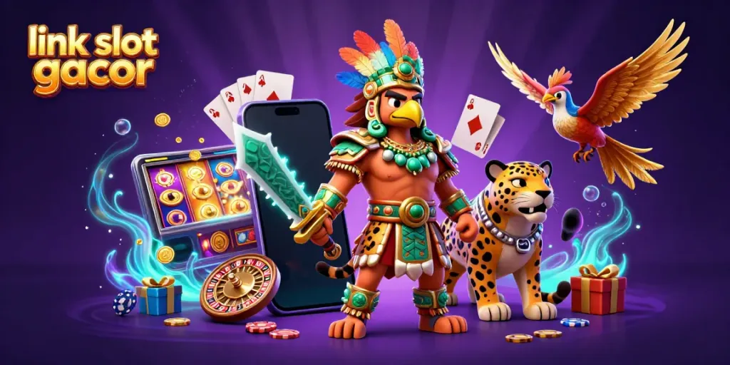 Temukan link slot gacor terbaik bersama karakter slot yang menang di ilustrasi premium ini.