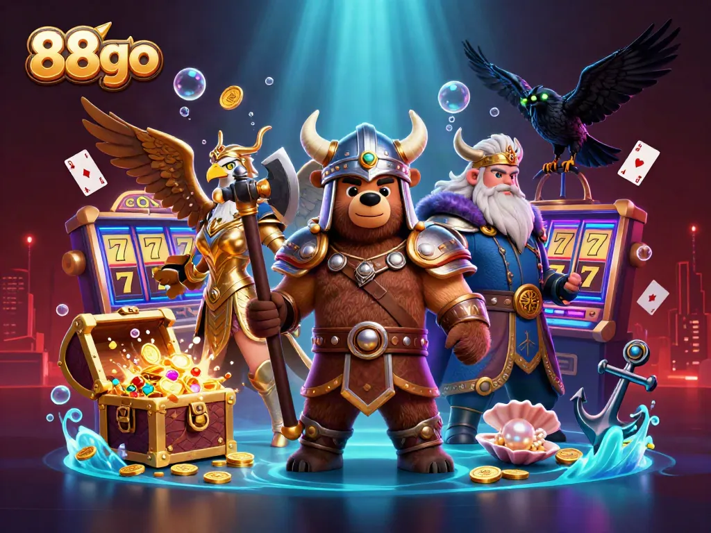 Engage in thrilling gameplay with 88go featuring Viking bear, Valkyrie eagle, and gold treasures.