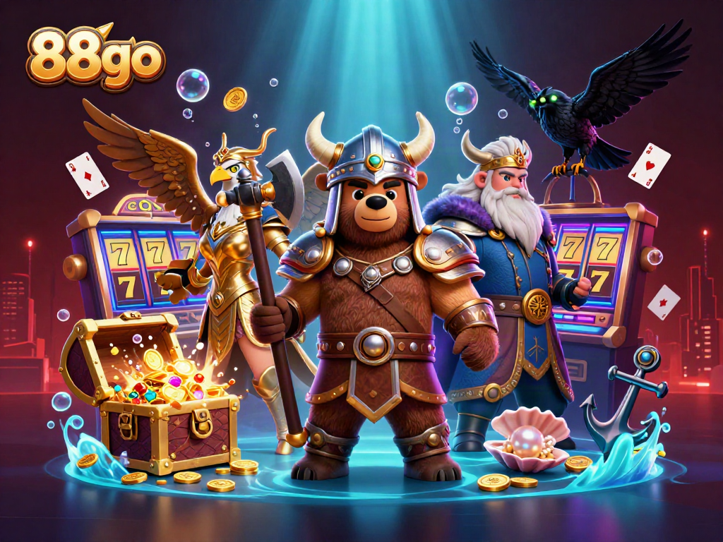 Engage in thrilling gameplay with 88go featuring Viking bear, Valkyrie eagle, and gold treasures.