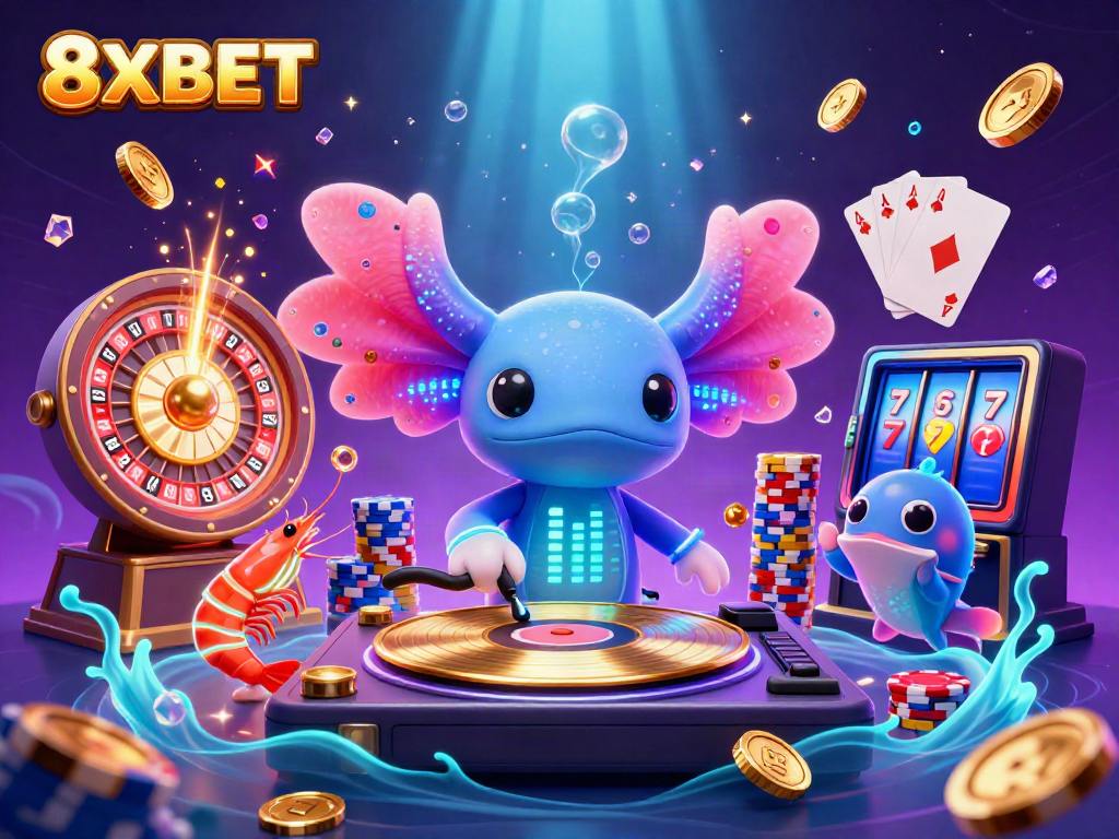 Experience thrilling games with 8XBET featuring vibrant casino characters and dynamic gaming elements.