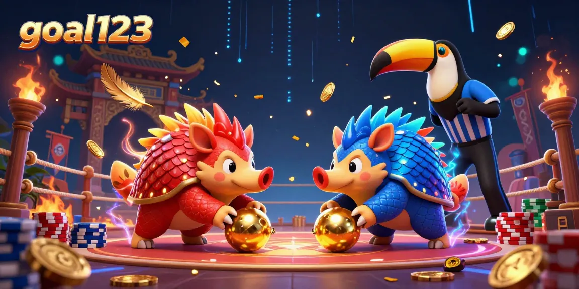 Engage in thrilling gameplay with goal123 as rival pangolins compete in a vibrant casino arena.