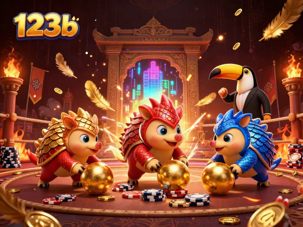 Competitive pangolins enjoy a thrilling 123b betting game amid golden scales.
