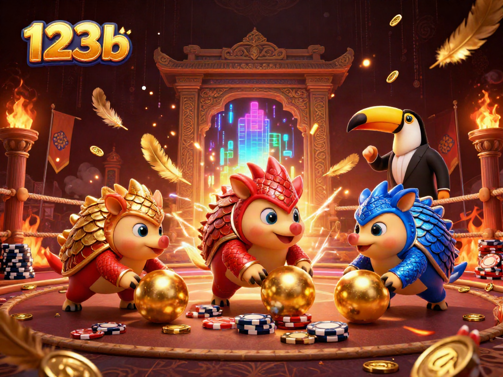 Competitive pangolins enjoy a thrilling 123b betting game amid golden scales.