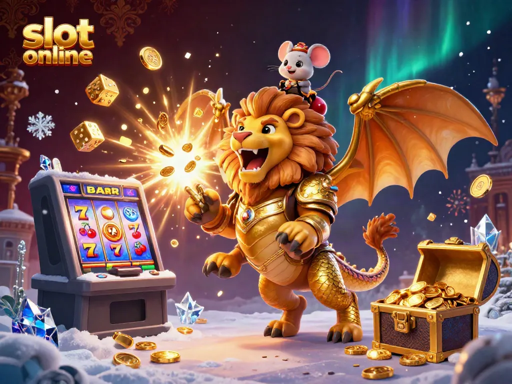 Spin to win with this enchanting slot online scene featuring a majestic chimera and a mouse jockey!