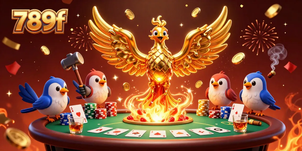 Engage with top poker strategies at 789f with a vibrant casino scene featuring a golden phoenix.