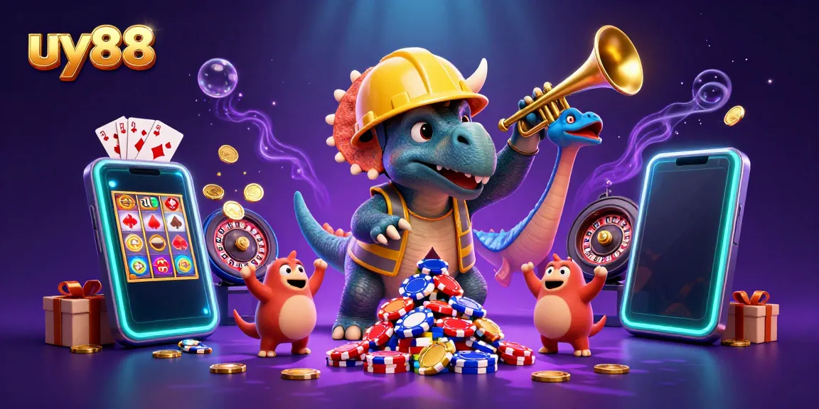 uy88 showcases an exciting 3D gaming scene with vibrant casino elements, engaging players through thrilling visuals.