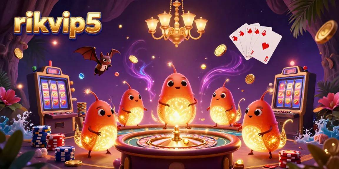 Experience excitement at rikvip5 with 3D glowworms lighting a dynamic casino scene.