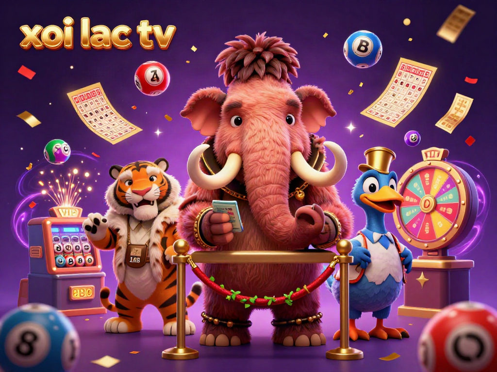 Experience excitement at xoi lac tv with colorful lottery balls and vibrant casino characters.