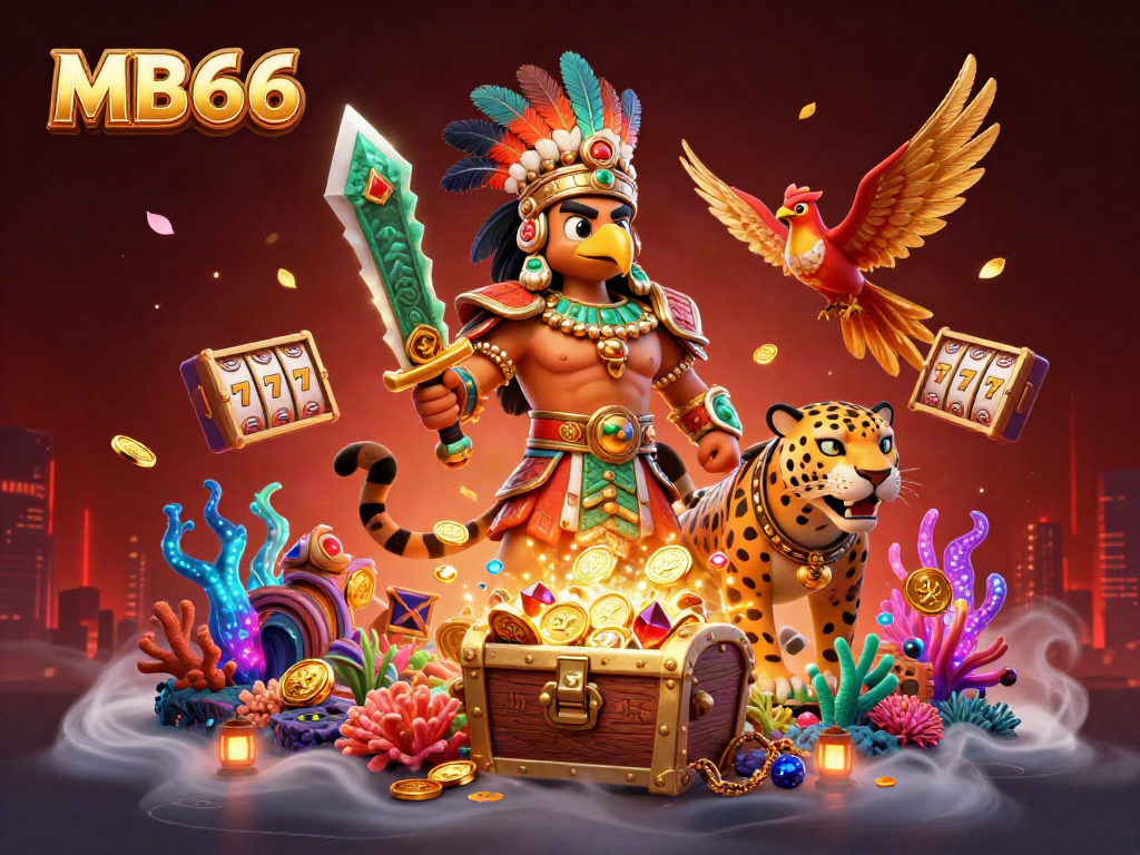 Experience the thrill of MB66 with Aztec warriors and vibrant casino elements