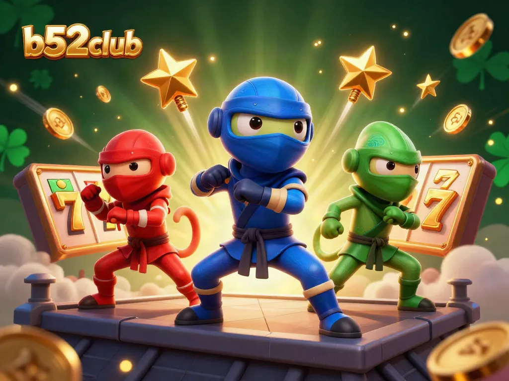 Engage with b52club as three chameleon ninjas showcase thrilling synchronized casino action.