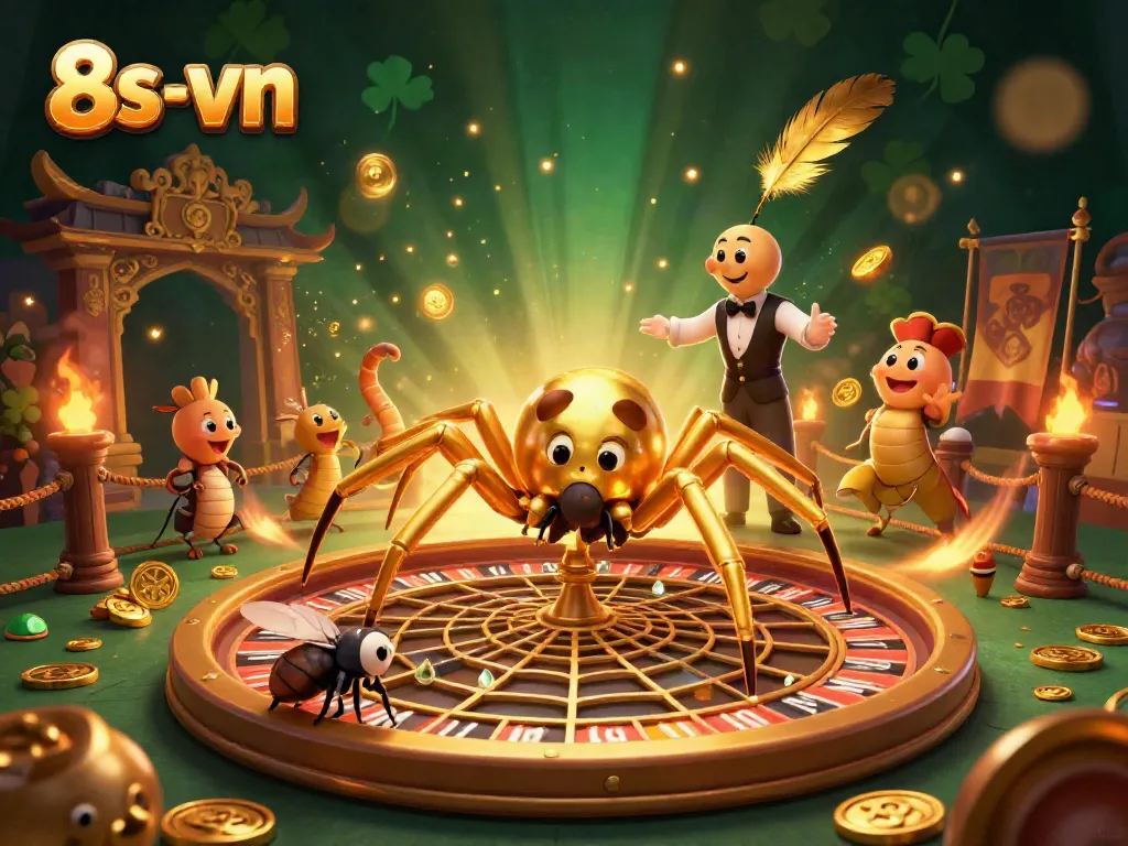 Experience the thrilling action of 8s-vn with vibrant characters and casino elements in a betting scene.