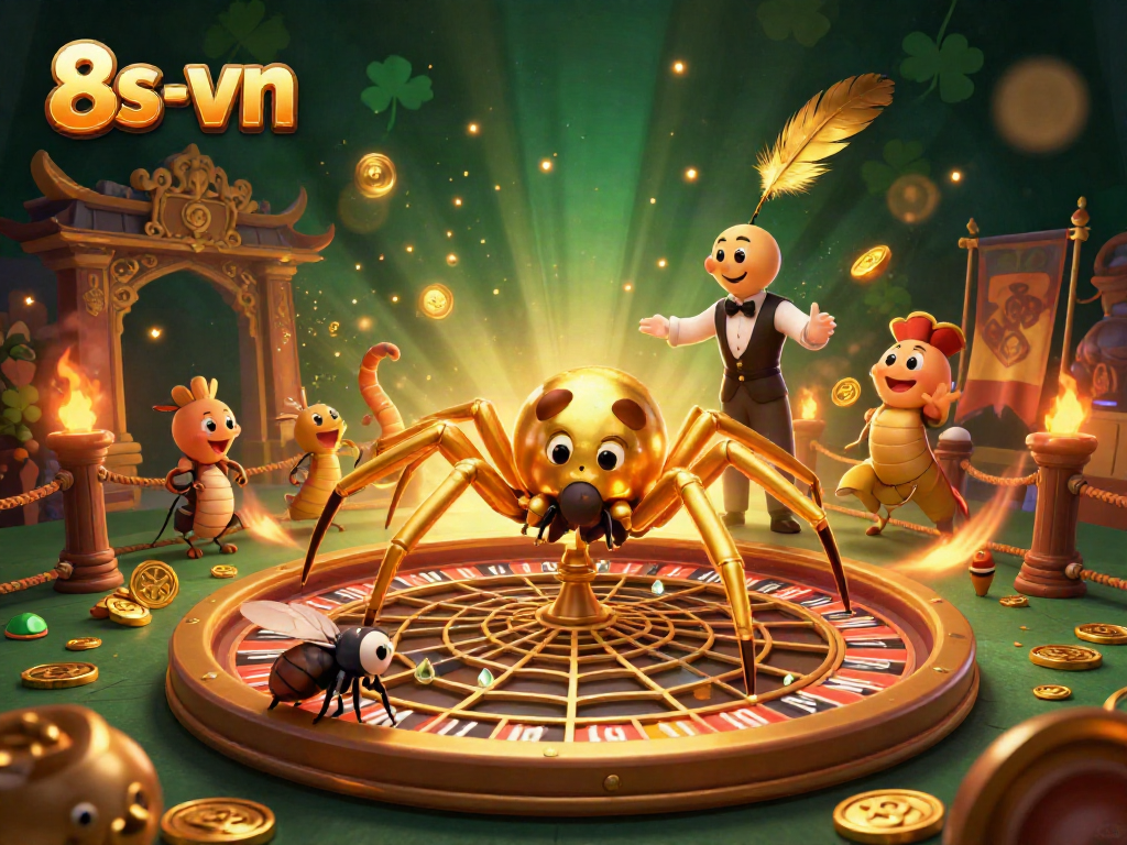 Experience the thrilling action of 8s-vn with vibrant characters and casino elements in a betting scene.