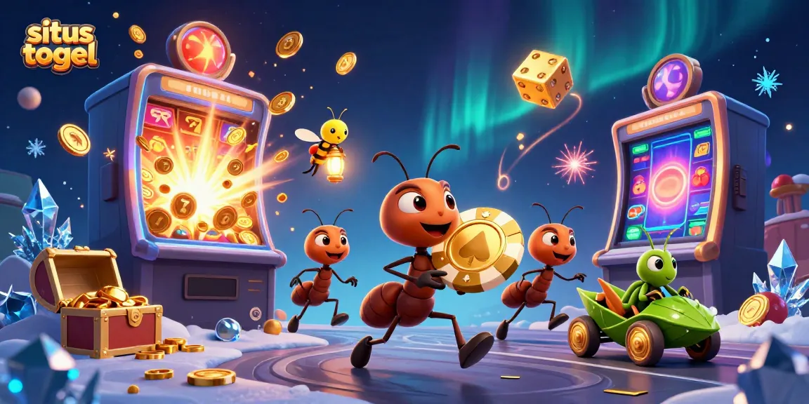 Engage with situs togel in this dynamic 3D illustration of ants on a heist with casino elements.