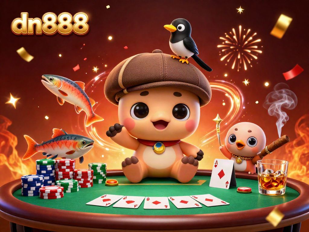 Experience the excitement at dn888 with 3D characters enjoying a vibrant casino atmosphere.