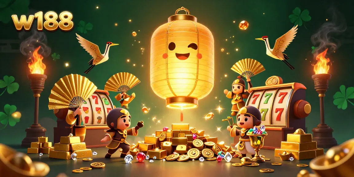 Experience thrilling wins at w188 with a vibrant casino atmosphere featuring golden lanterns and dynamic game action.