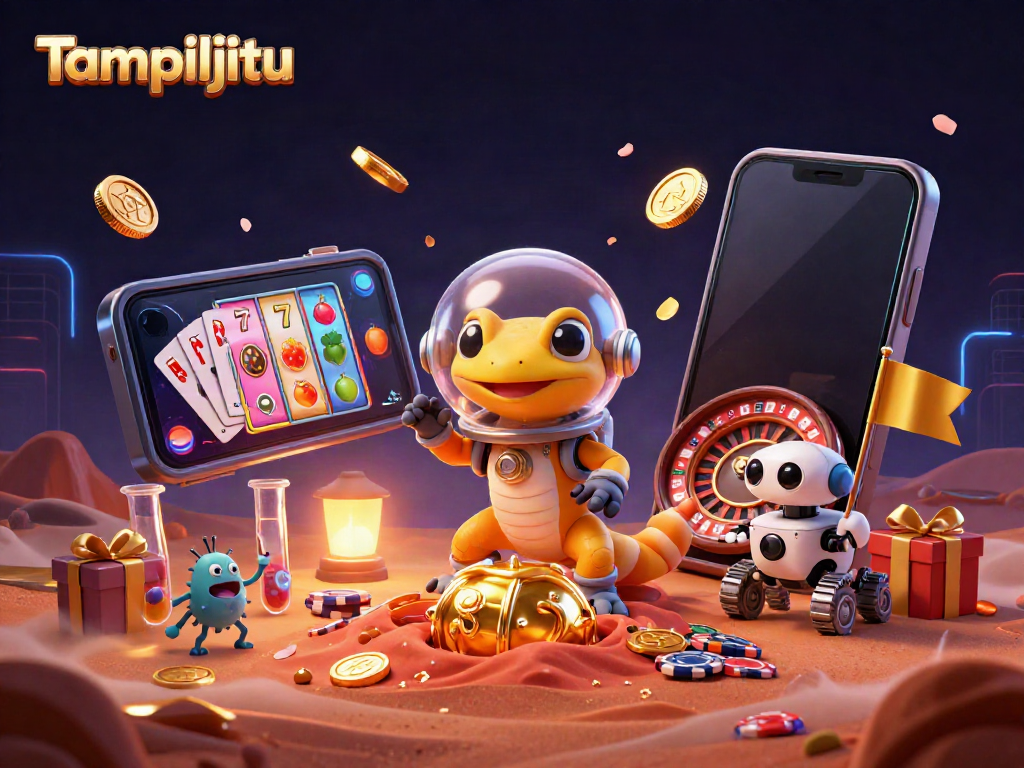 Engage with Tampiljitu's vibrant 3D casino scene featuring playful gaming elements and a Martian gecko.