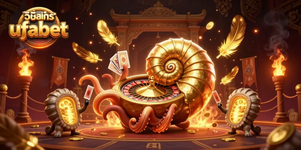 Experience วิธีสมัคร ufabet with vibrant casino elements and engaging characters in a dramatic scene.