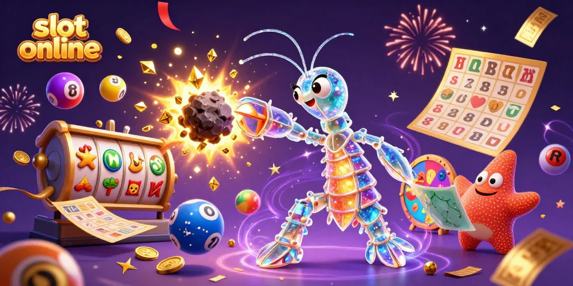 Berinteraksi dengan slot online, petarung jantan udang mantis galaksi dan bintang laut, memperlihatkan kemenangan dan kegembiraan.