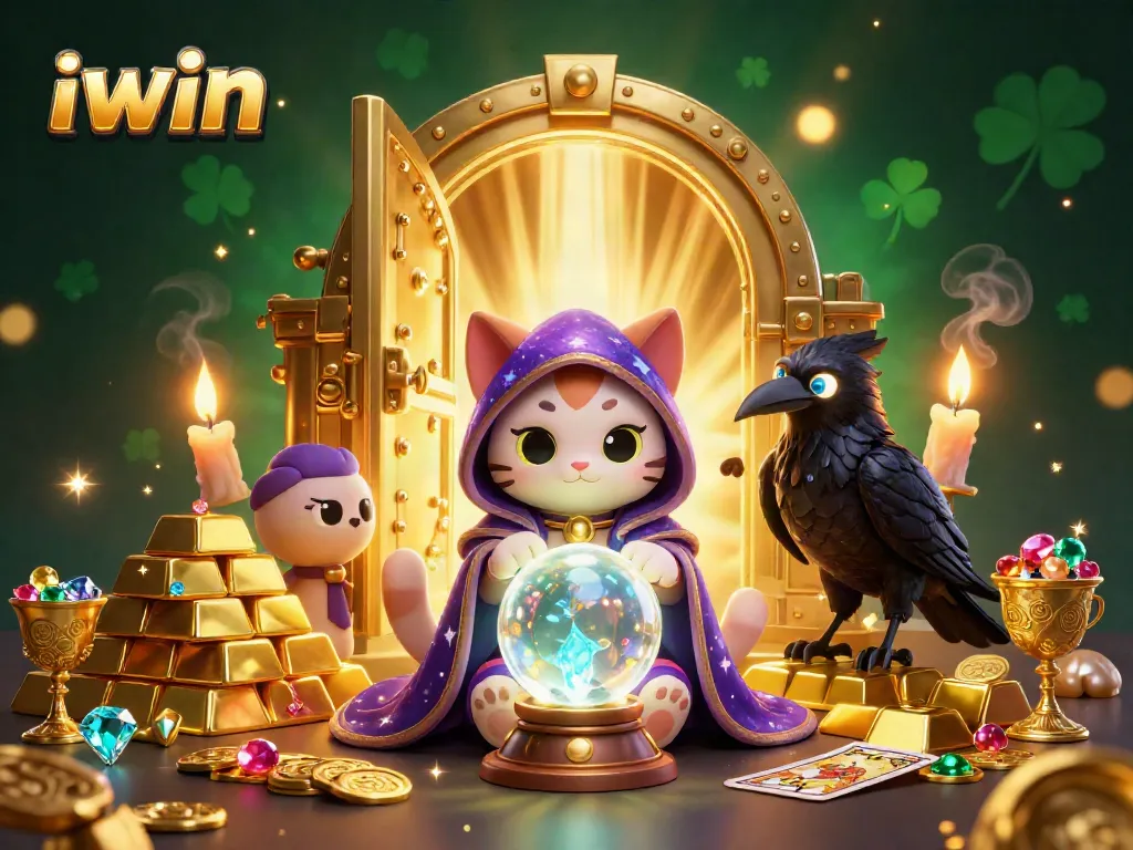 Spin the reels of fortune with iwin's enchanting 3D casino scene brimming with treasures.