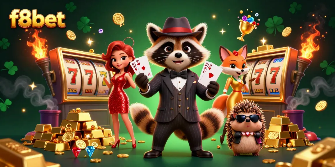 Win big with f8bet in this lavish casino scene showcasing vibrant characters and dazzling prizes.