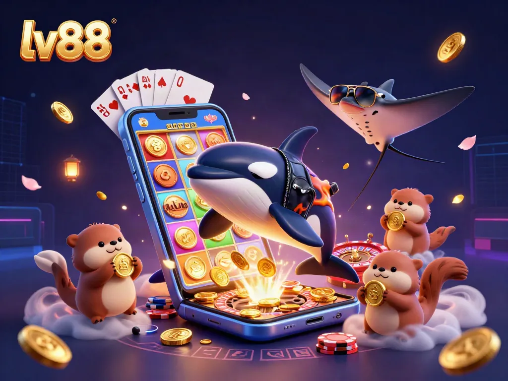 Experience thrilling gameplay at lv88 with vibrant characters and dynamic casino elements in a captivating scene.