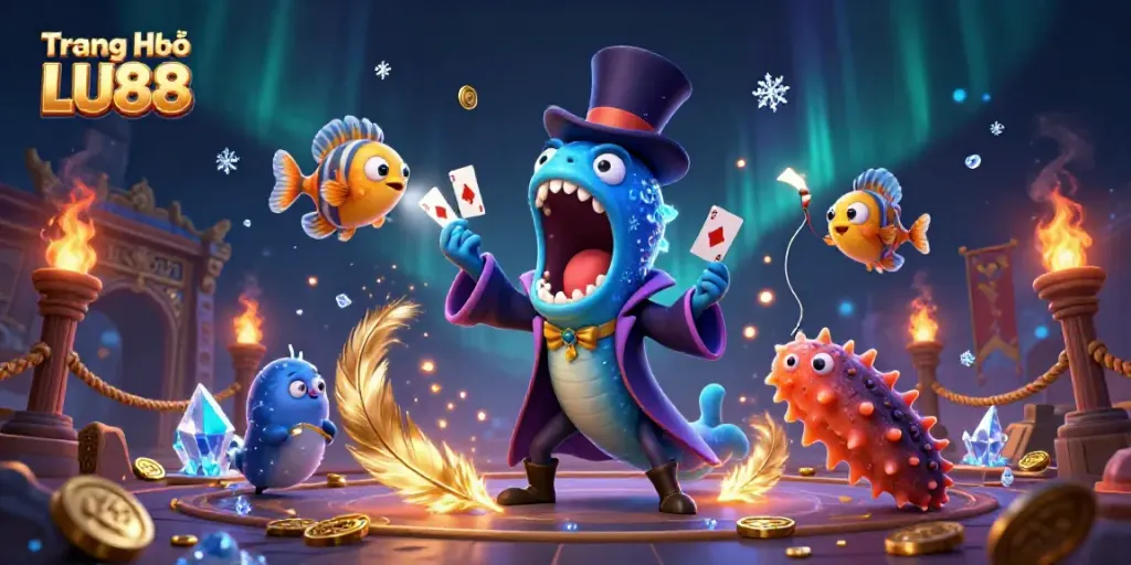 Experience the magic at Trang Chủ LU88 with a deep-sea theme featuring interactive characters.