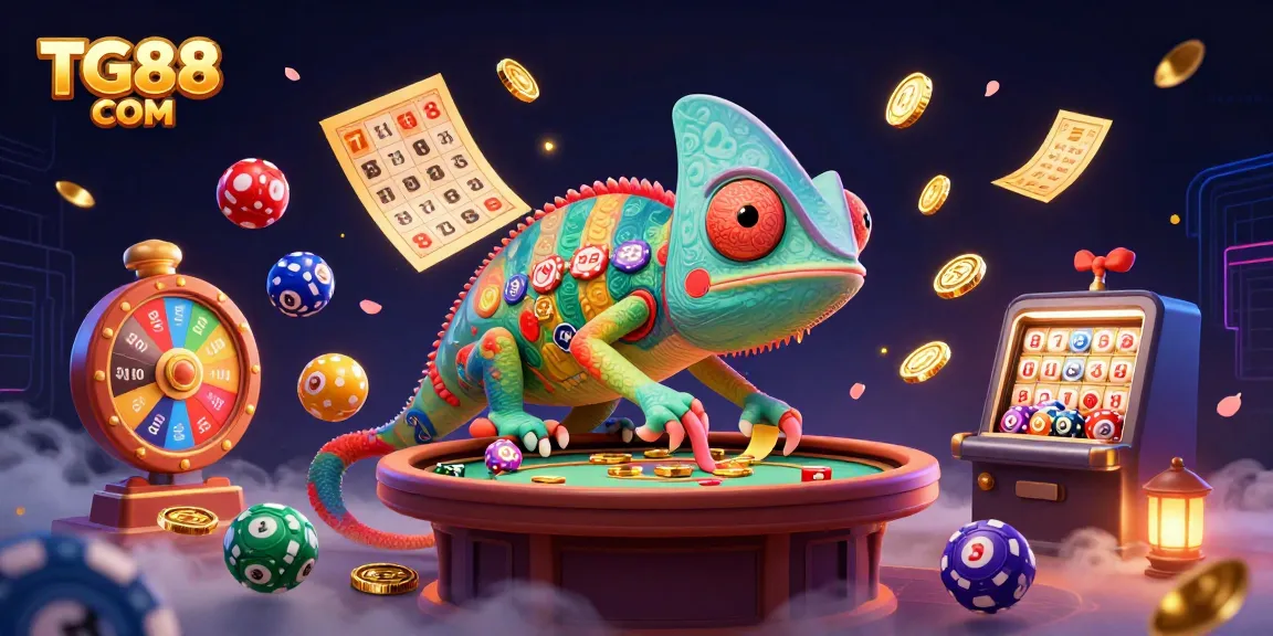 Experience vibrant gaming action with TG88 COM in this stunning casino-themed 3D illustration.