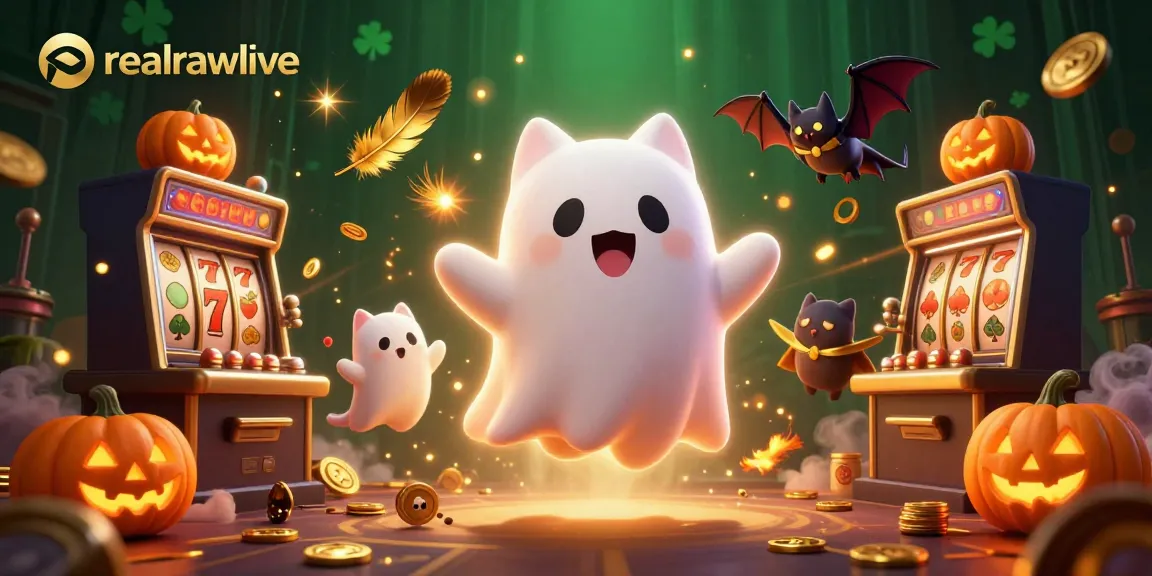 Engage with realrawlive in this thrilling scene of a ghost cat and vampire bat at a haunted casino.