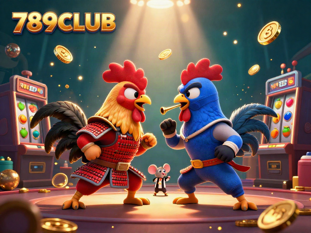 Engage with the exciting world of gambling at 789CLUB, featuring dynamic 3D cartoon fighting roosters.