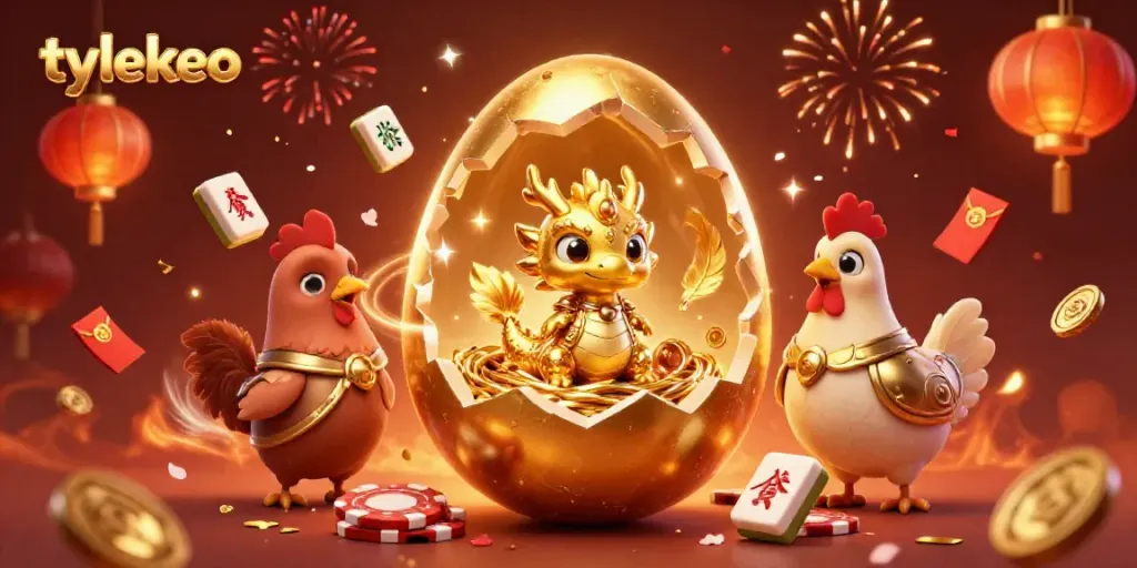 Experience winning moments with tylekeo featuring a golden dragon and gaming treasures.