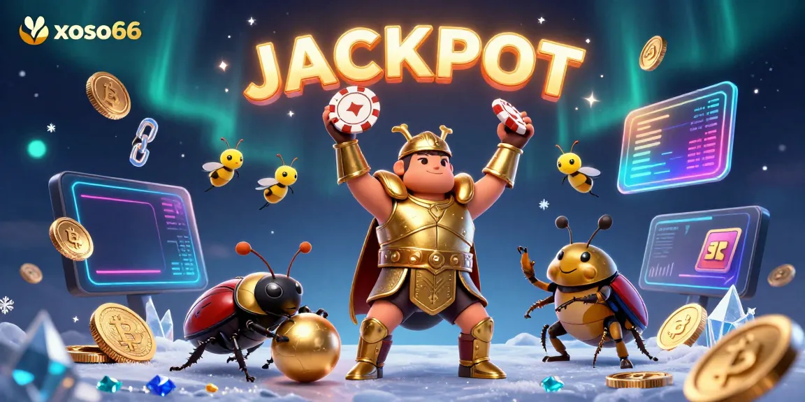 Engage with the xoso66 jackpot celebration featuring vibrant characters in a dynamic gaming scene.